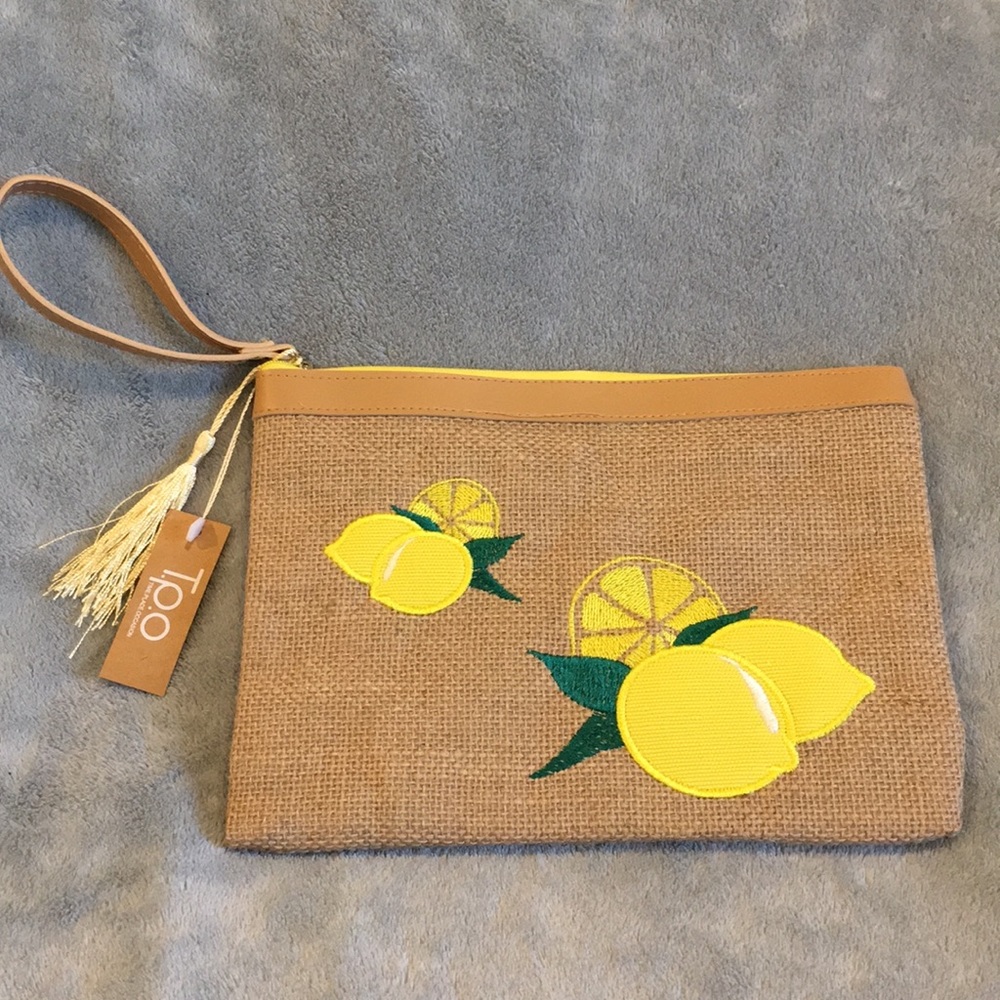 Lemon clutch wristlet handbag NWT
